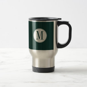 Dark Teal Pinstripe Single Monogram Mug