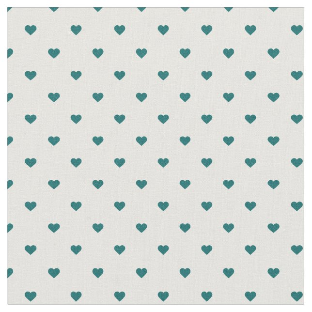 Dark Teal Polka Dot Hearts Fabric (Close Up)