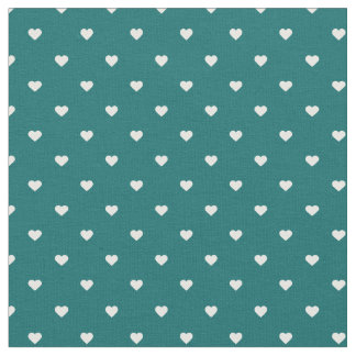 Dark Teal Polka Dot Hearts Fabric