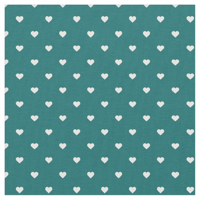 Dark Teal Polka Dot Hearts Fabric (Close Up)