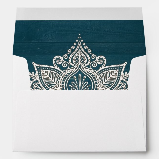 Dark Teal Rustic Elegance Wedding Envelope (Back (Bottom))