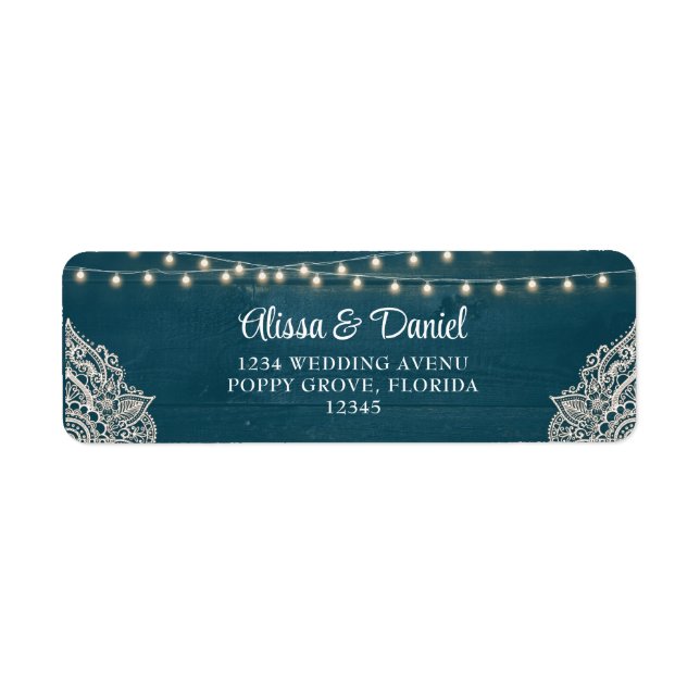 Dark Teal Rustic Elegance Wedding Label (Front)