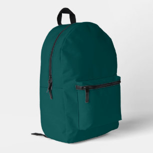 Dark Teal Solid Colour Printed Backpack