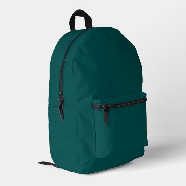 Dark Teal Solid Colour Printed Backpack (Back Corner Left)