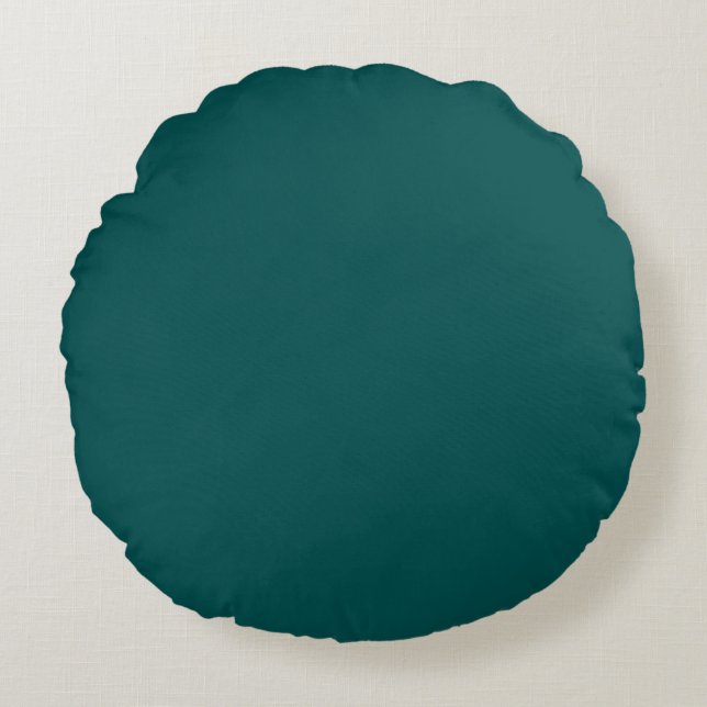 Dark Teal Solid Colour Round Cushion (Front)