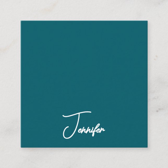 Dark Teal Trend Modern Minimalist Handwriting Name Enclosure Card (Front)