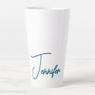 Dark Teal Trend Modern Minimalist Handwriting Name Latte Mug