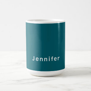 Dark Teal Trendy Modern Minimalist Your Name Coffee Mug