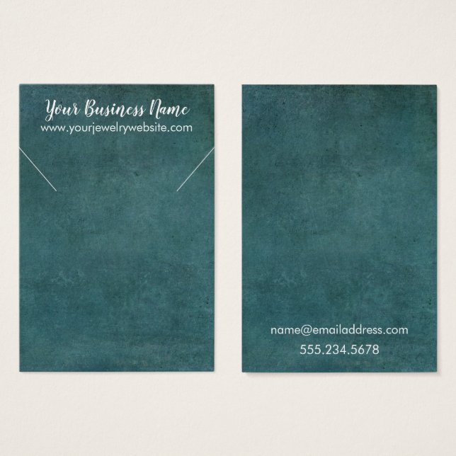 Dark Teal Vintage Grunge Necklace Holder Display (Front & Back)
