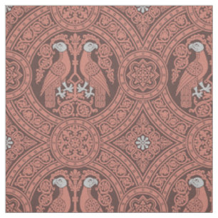 Dark Terra Cotta Byzantine Birds Fabric