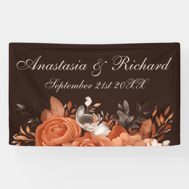 Dark Terracotta and Burnt Orange Wedding Banner (Horizontal)