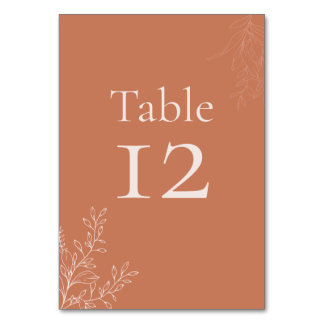 Dark Terracotta Botanical Table Number