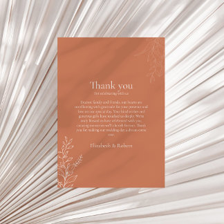 Dark Terracotta Botanical Thank You Card