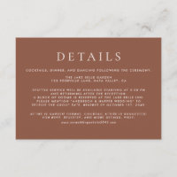 Dark Terracotta Classic Typography Wedding Details