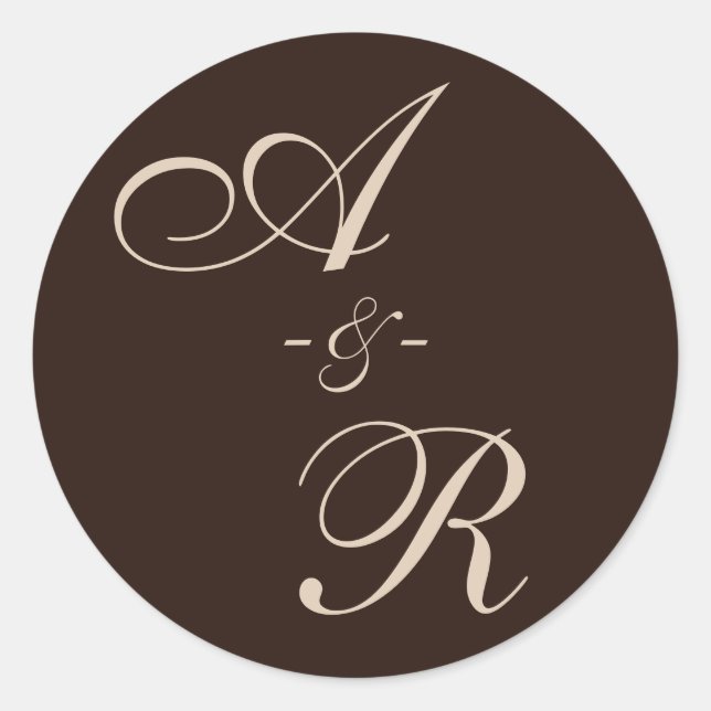 Dark Terracotta Monogram Wedding Classic Round Sticker (Front)