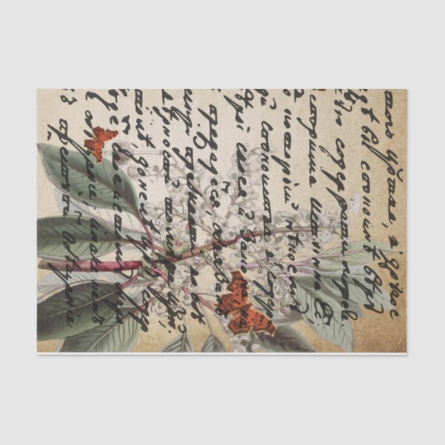 Dark Text Butterfly Decoupage Tissue Paper (Front)