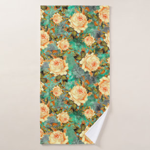 dark texture pattern with seamless floral rose flo bath towel