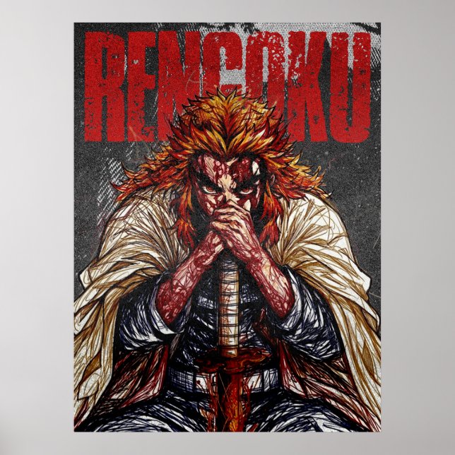 Dark Textured Anime Sketch Art Poster (Front)