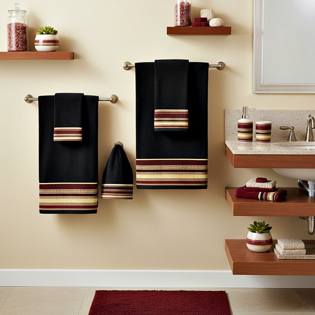 Dark textured stripes bath towel set (Creator Uploaded)