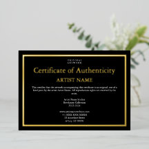 Dark Theme Gold Foil Certificate of Authenticity