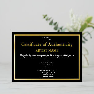 Dark Theme Gold Foil Certificate of Authenticity