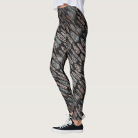Dark Tone Feather Pattern on Black Printed Legging