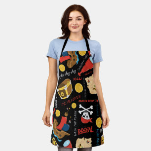 Dark Treasure Island Pirate Party Apron