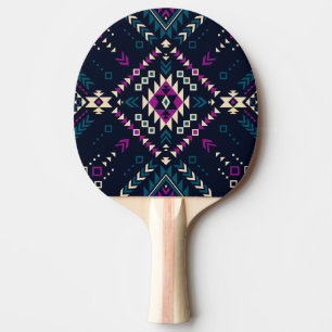 Dark tribal Navajo, vintage geometric. Ping Pong Paddle