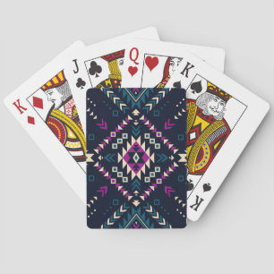 Dark tribal Navajo, vintage geometric. Playing Cards