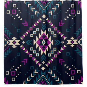Dark tribal Navajo, vintage geometric. Shower Curtain