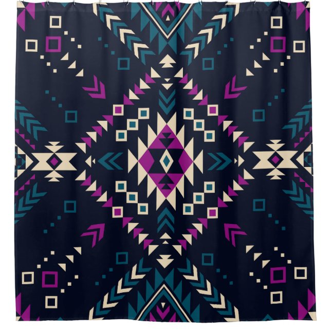 Dark tribal Navajo, vintage geometric. Shower Curtain (Front)