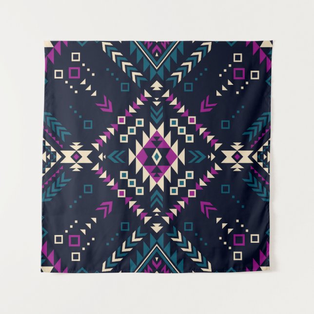 Dark tribal Navajo, vintage geometric. Tapestry (Front)