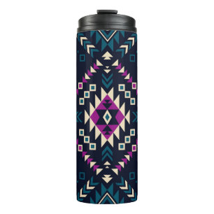 Dark tribal Navajo, vintage geometric. Thermal Tumbler