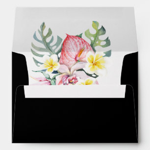 Dark Tropical Floral Hawaii Wedding Envelope