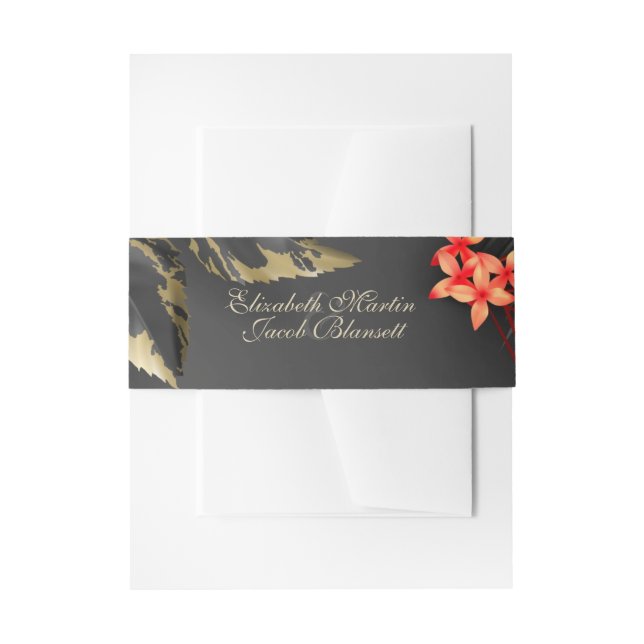 Dark Tropical Floral Invitation Belly Band (Front Example)