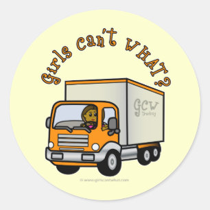 Dark Truck Driver Girl Classic Round Sticker