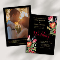 Dark Tulips Strawberries Photo QR Code Wedding 