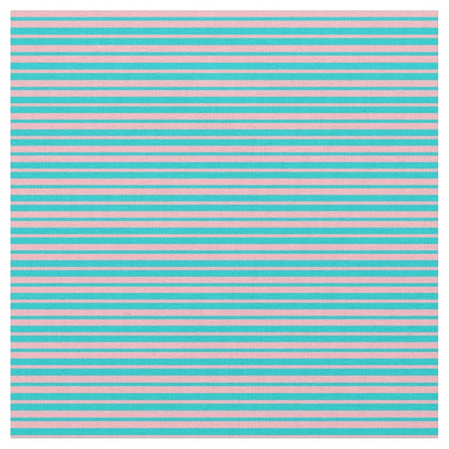 Dark Turquoise and Light Pink Coloured Stripes Fabric (Close Up)