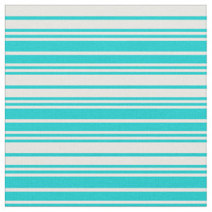 Dark Turquoise and White Coloured Lined Pattern Fabric