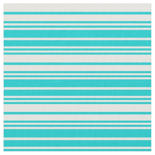 Dark Turquoise and White Coloured Lined Pattern Fabric (Close Up)