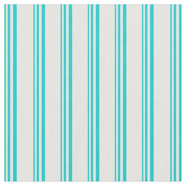 Dark Turquoise and White Coloured Striped Pattern Fabric (Close Up)