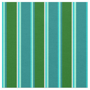 Dark Turquoise, Aquamarine, Teal, Green & White Fabric