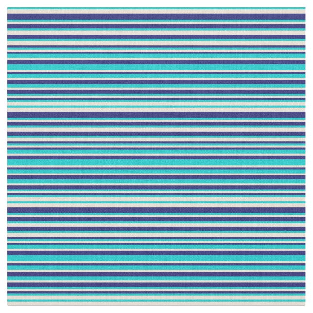 Dark Turquoise, Bisque & Midnight Blue Coloured Fabric (Close Up)