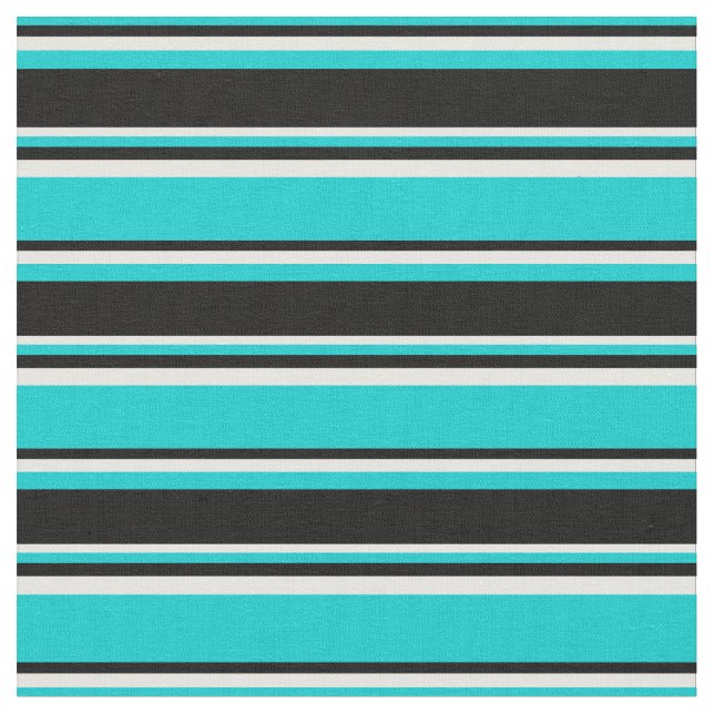 Dark Turquoise, Black, and White Pattern Fabric (Close Up)