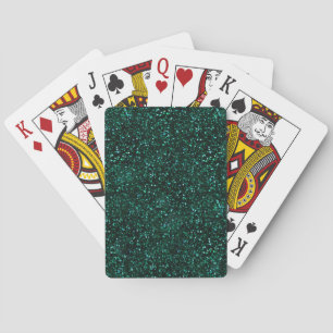 Dark Turquoise Blueish Spring Green Glitter Playing Cards