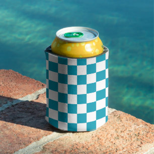 Dark turquoise chequered  can cooler