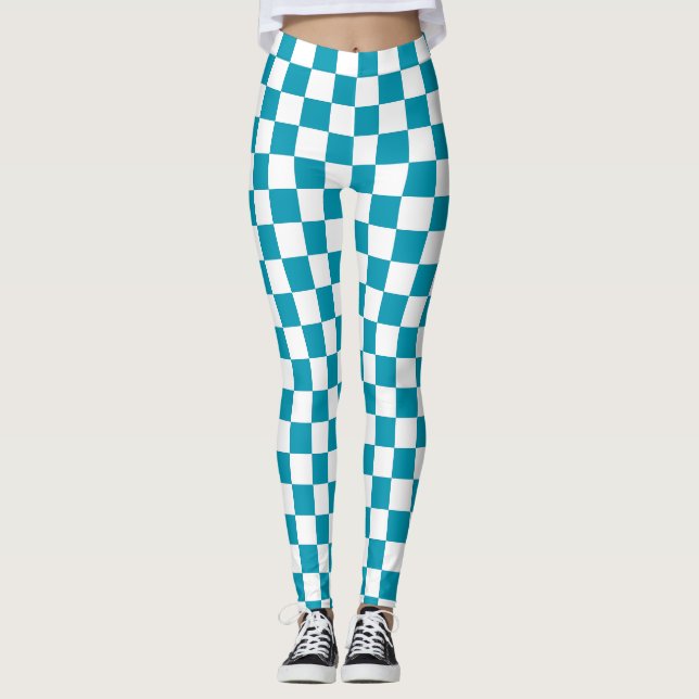 Dark turquoise chequered  leggings (Front)