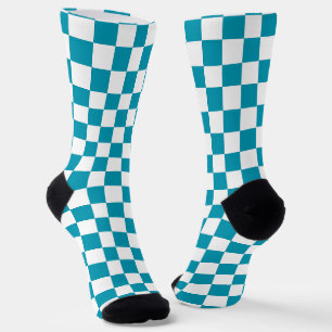 Dark turquoise chequered socks
