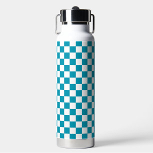 Dark turquoise chequered  water bottle