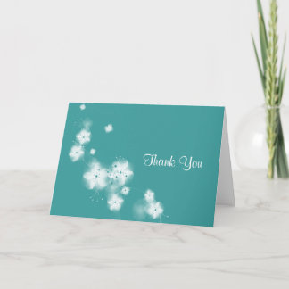 Dark Turquoise Cherry Blossom Thank You Card